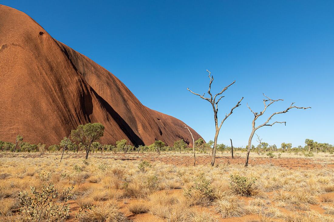 Uluru and desert plain in Uluru-Kata Tjuta National Park