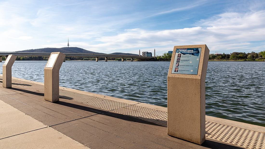 A lakeside promenade in Canberra