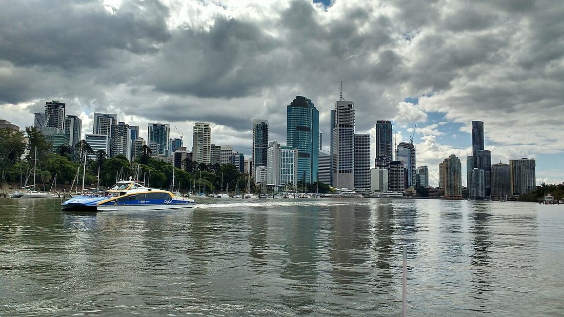 The Brisbane skyline across the river